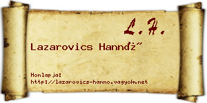 Lazarovics Hannó névjegykártya